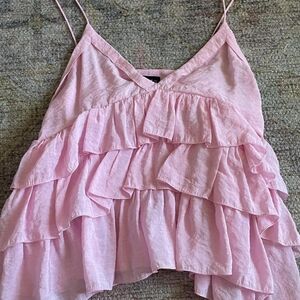 Zara Pink Ruffle Tank Top